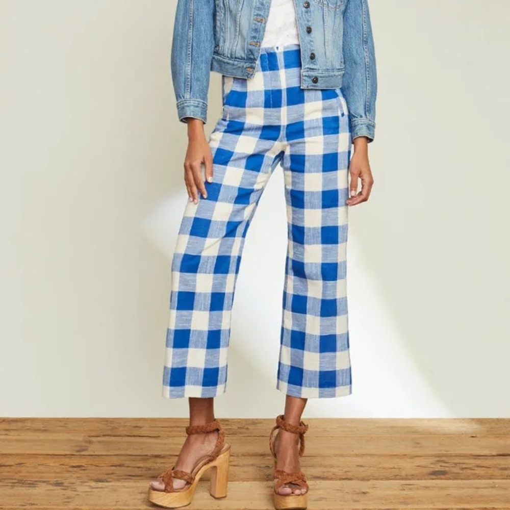 BNWT Veronica Beard Women's Blue White Dova Pant Size 6 Blue and White